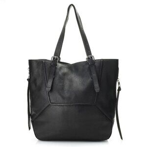 Kooba Crawford Black Leather Tote Bag With Double Handles Shoulder Purse NWT